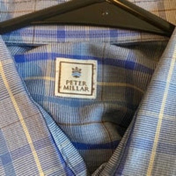 Peter Millar Blue Plaid Buttondown - Size XL - Picture 4 of 6